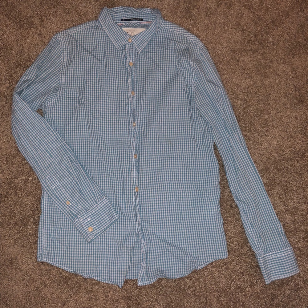 21Men Teal and White Button Up